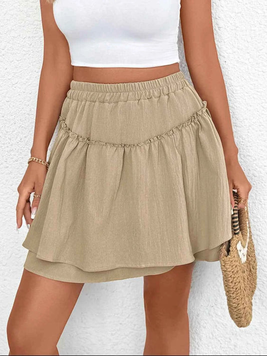 Elastic Waist Layered Skirt