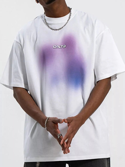 Men's Contrast Round Neck Short Sleeve T-Shirt