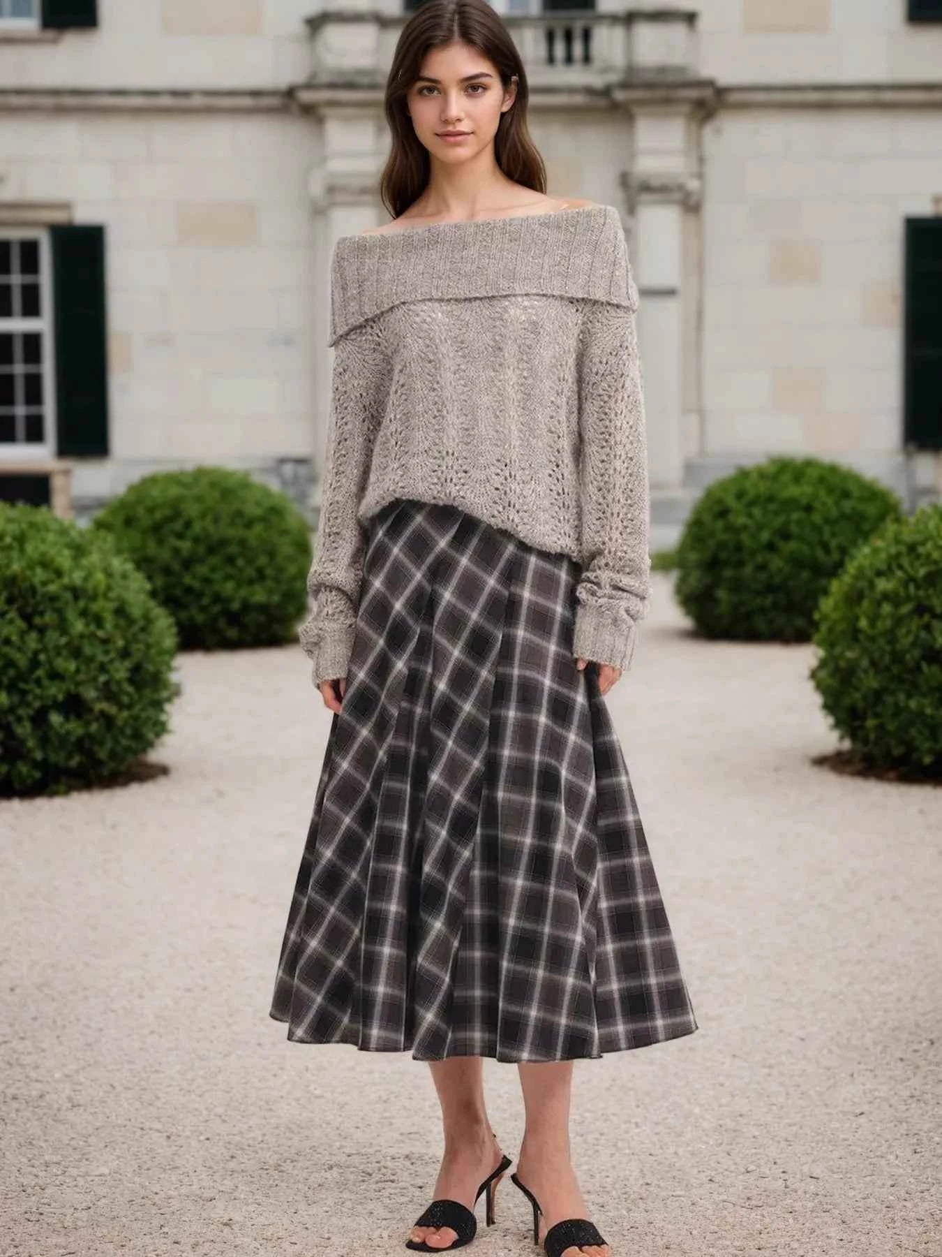 Plaid Midi Skirt