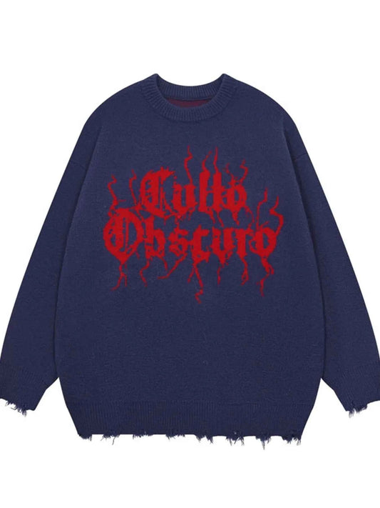 Men's Letter Round Neck Long Sleeve Sweater