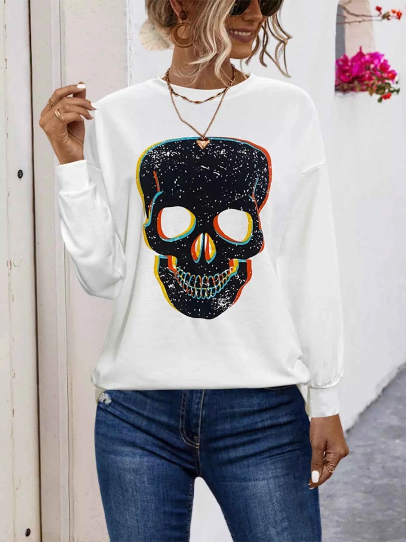 Graphic Round Neck Dropped Shoulder T-Shirt