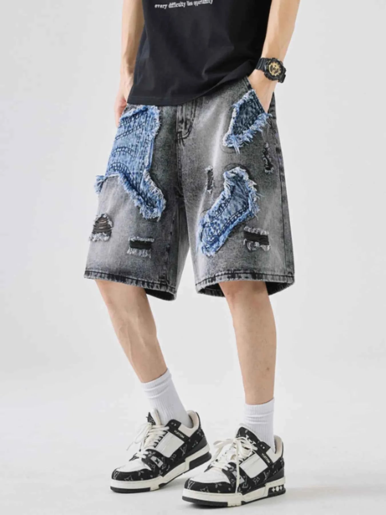 Men's Full Size Distressed Denim Shorts Plus Size