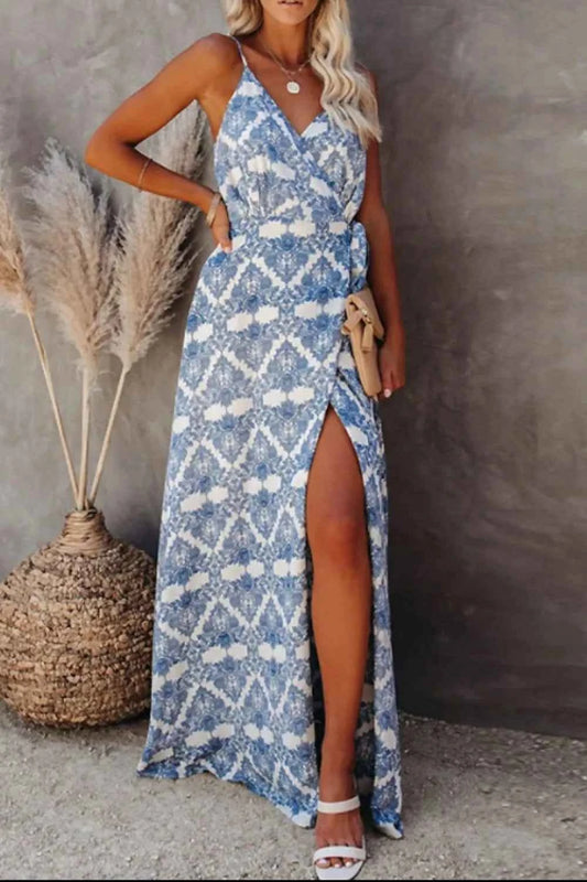 Printed Tied Maxi Cami Dress
