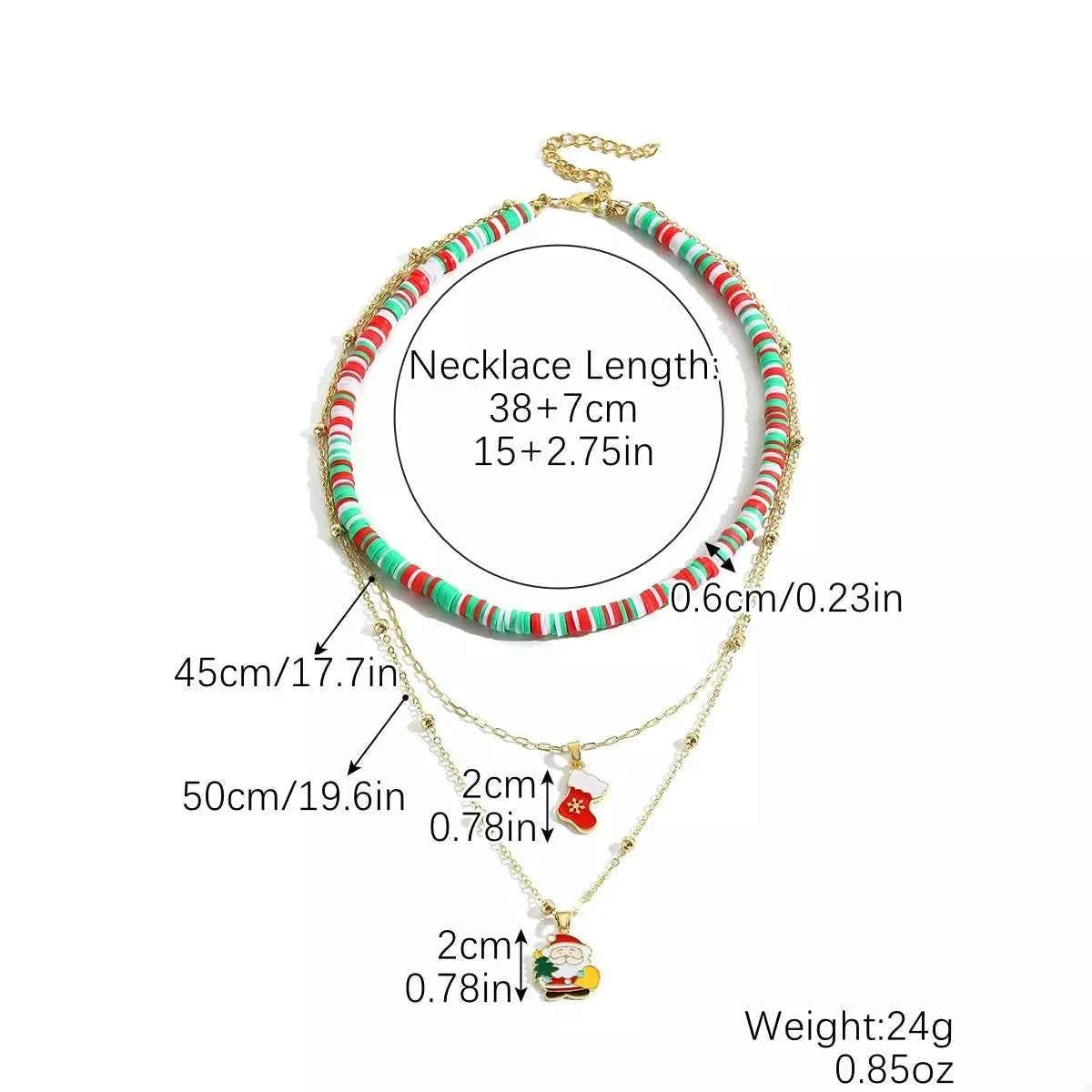 Colorful Christmas Charm Layered Necklace