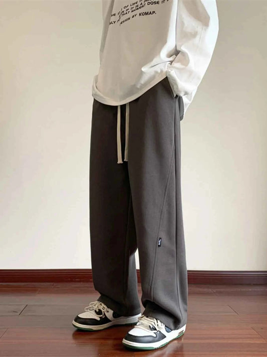 Men's Plus Size Relaxed Wide-Leg Drawstring Pants