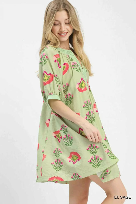 Umgee Abstract Print Mini Dress
