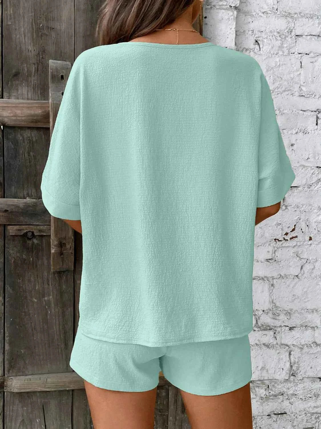 V-Neck Half Sleeve Top and Shorts Set