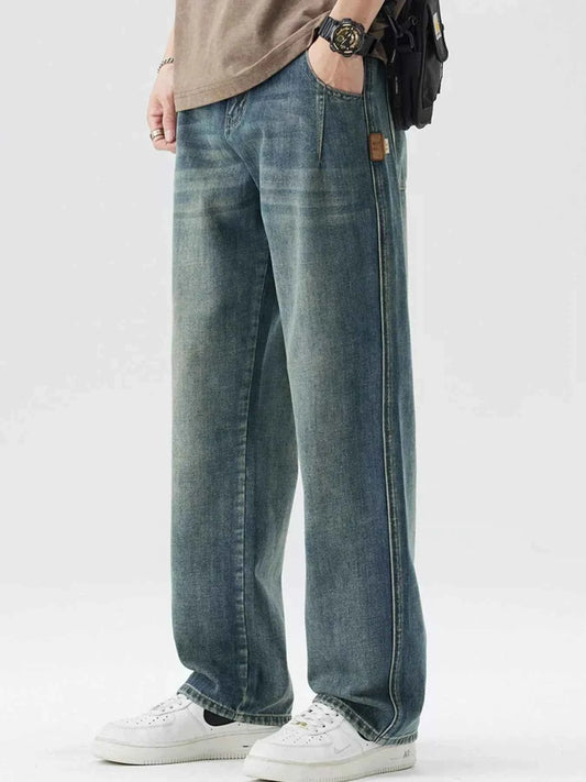 Men's Washed Wide Leg Relaxed Fit Jeans