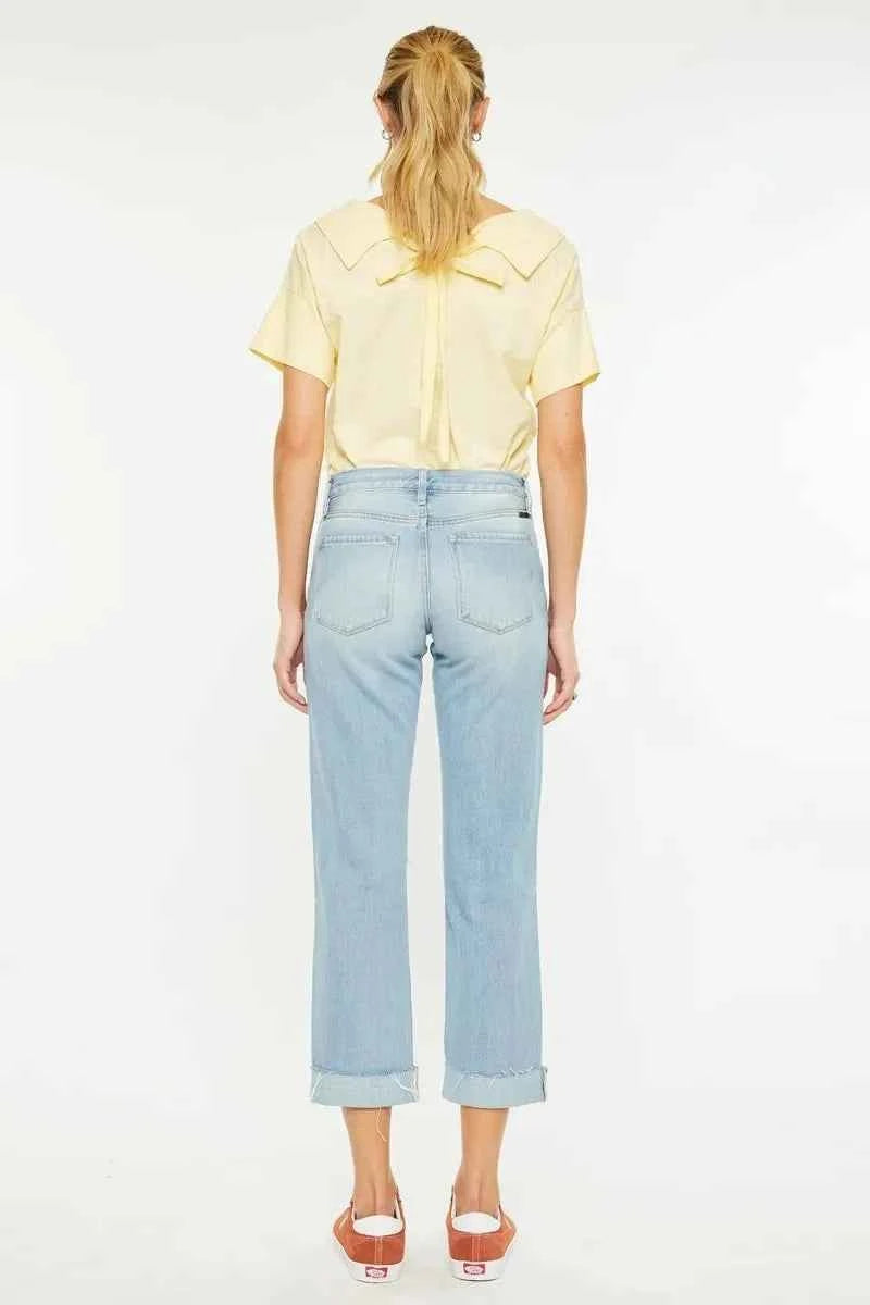 Kancan Mid Rise Distressed Boyfriend Jeans
