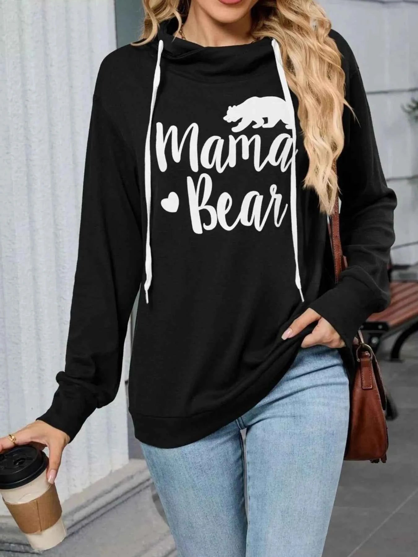 Contrast Letter Graphic Drawstring Long Sleeve Hoodie