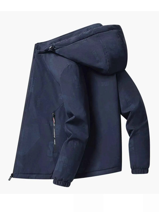 Men's Plus Size Zip Up Long Sleeve Hooded Jacket