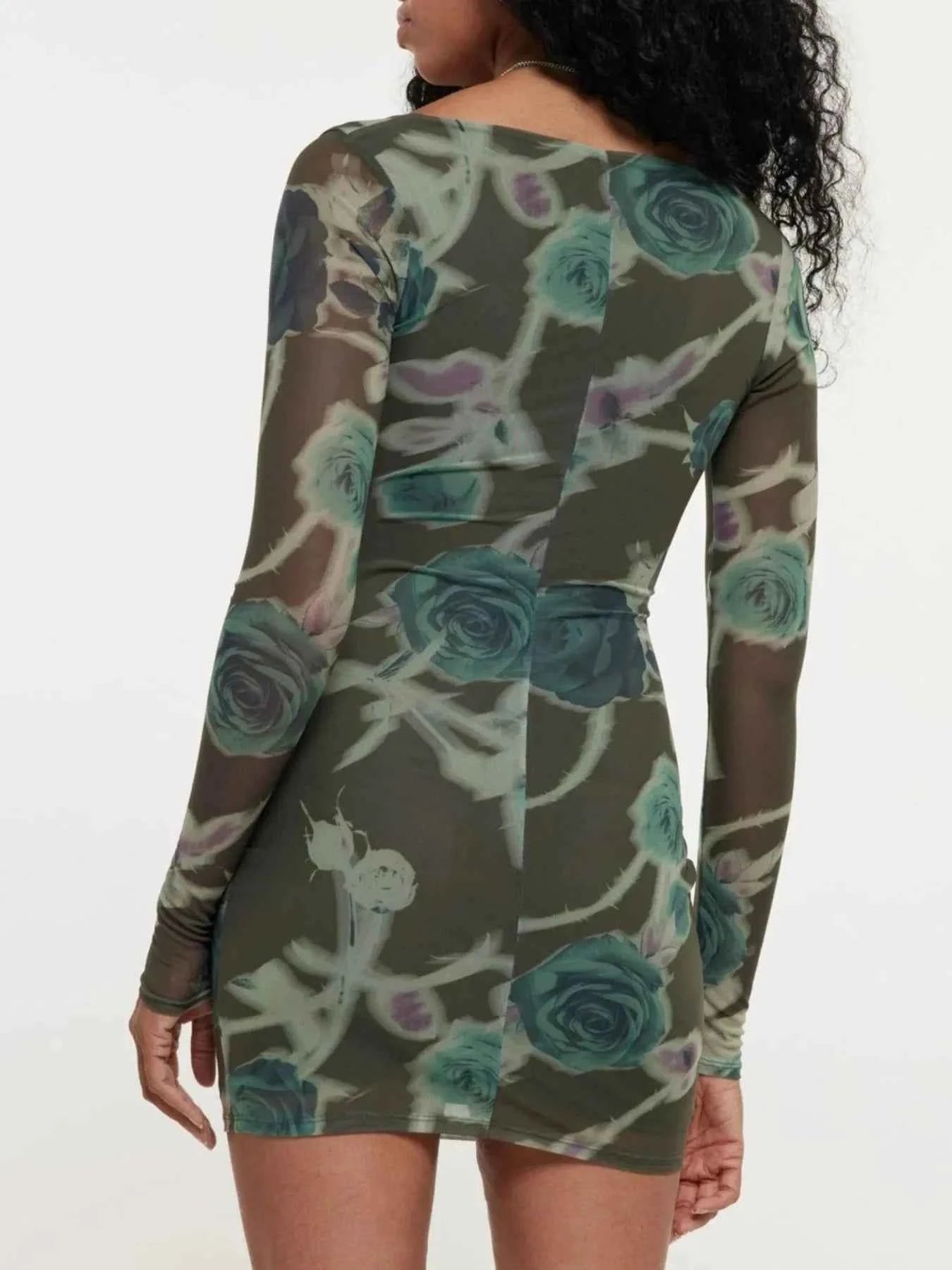 Long Sleeve Bodycon Dress with Keyhole Detail