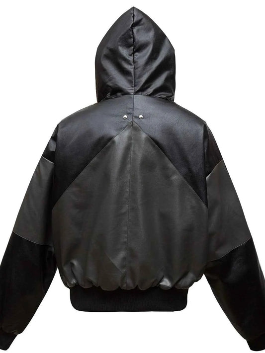 Men's Faux Fur Hooded Contrast Bomber Jacket