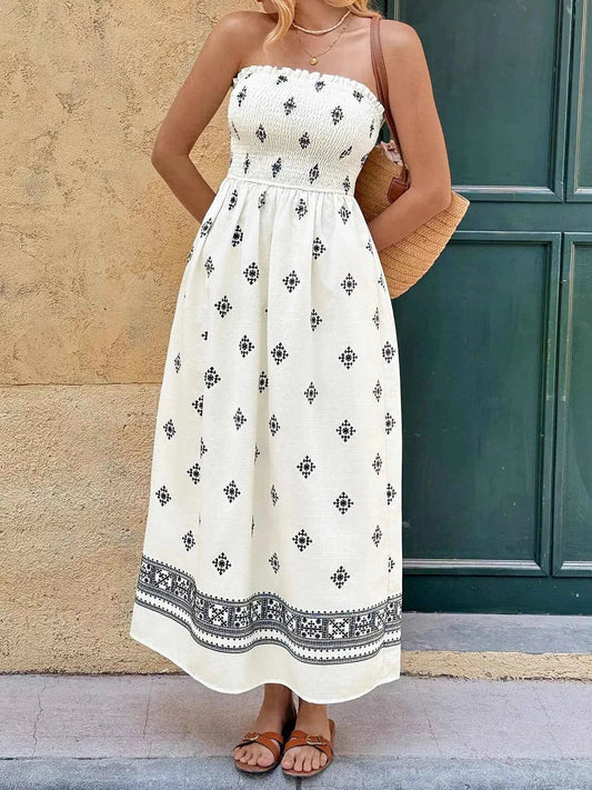 Smocked Tube Midi Dress