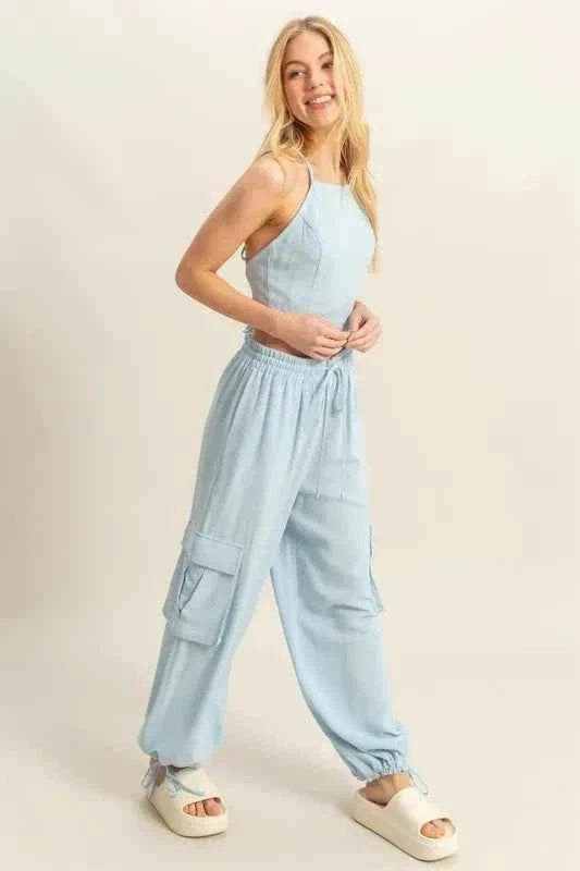HYFVE Crop Top and Cargo Pants Set
