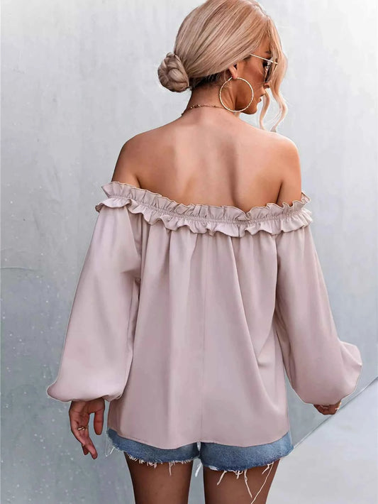 Frill Off-Shoulder Long Sleeve Blouse