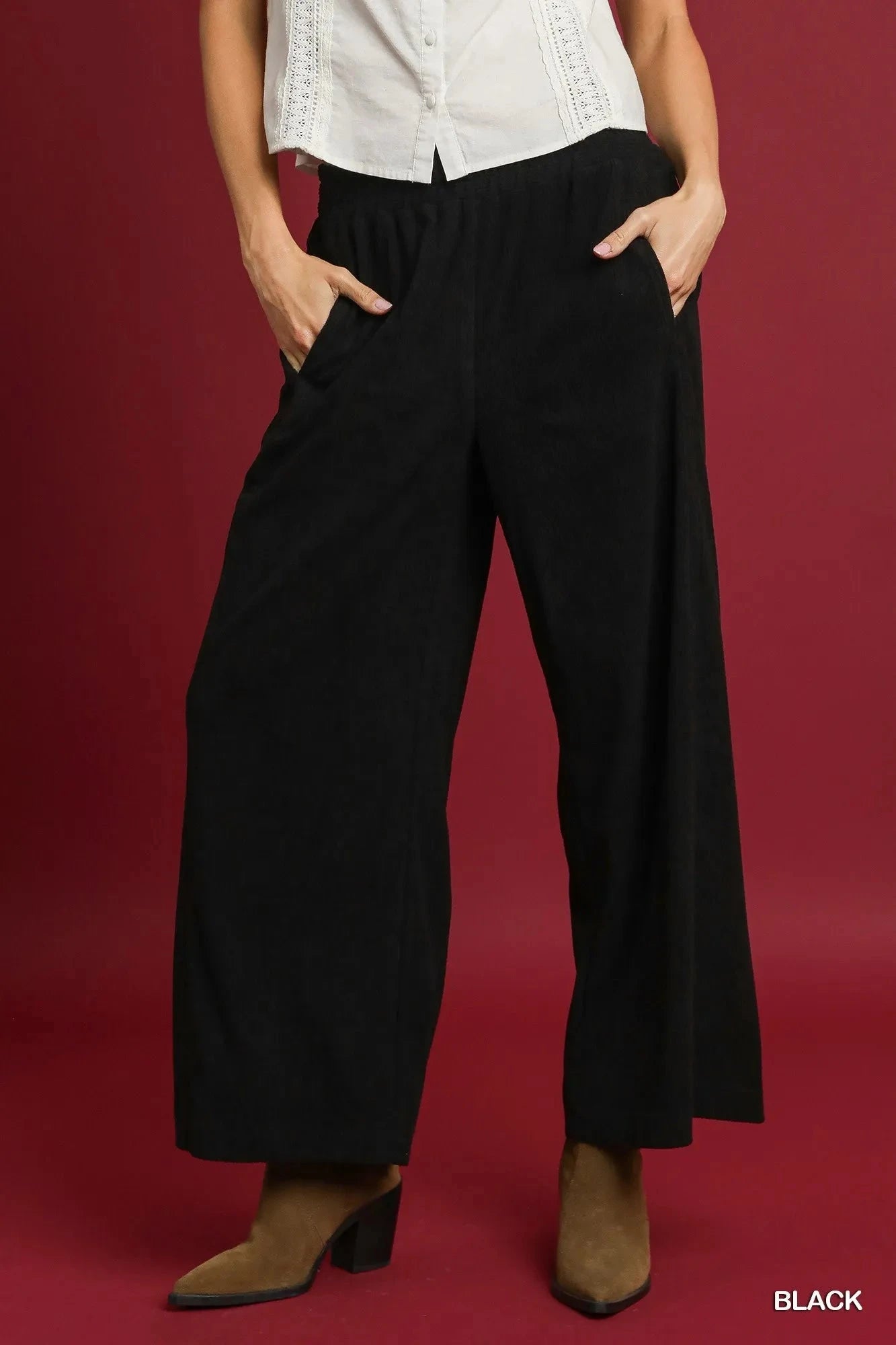 Umgee Wide-Leg Corduroy Pants
