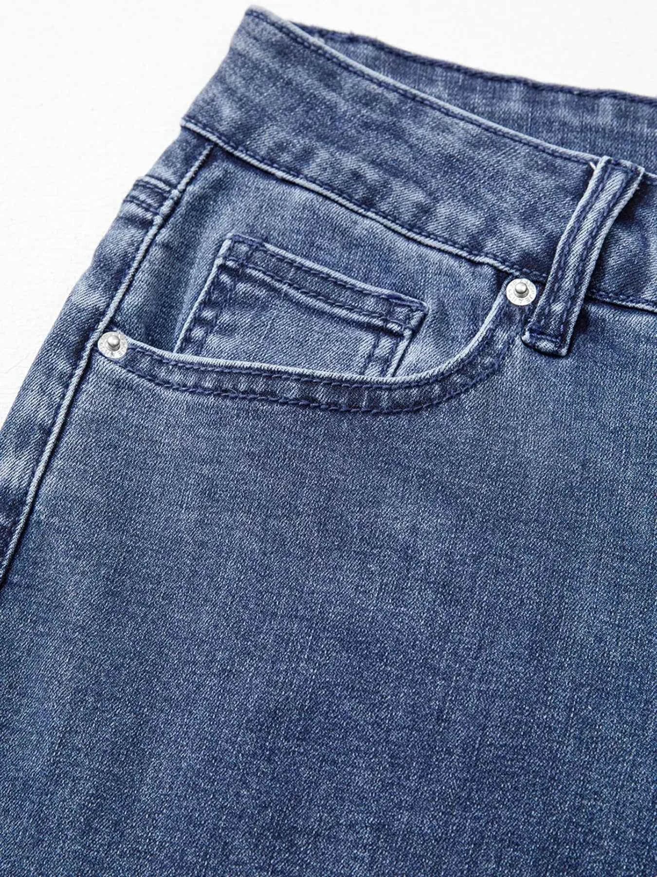 High Waist Button Zip Flare Leg Jeans