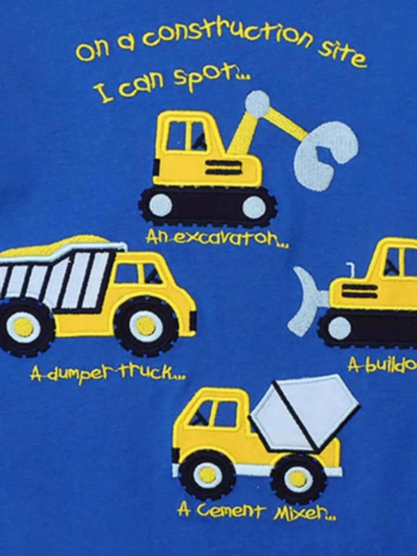 Children's Construction Vehicles Crew Neck T-Shirt