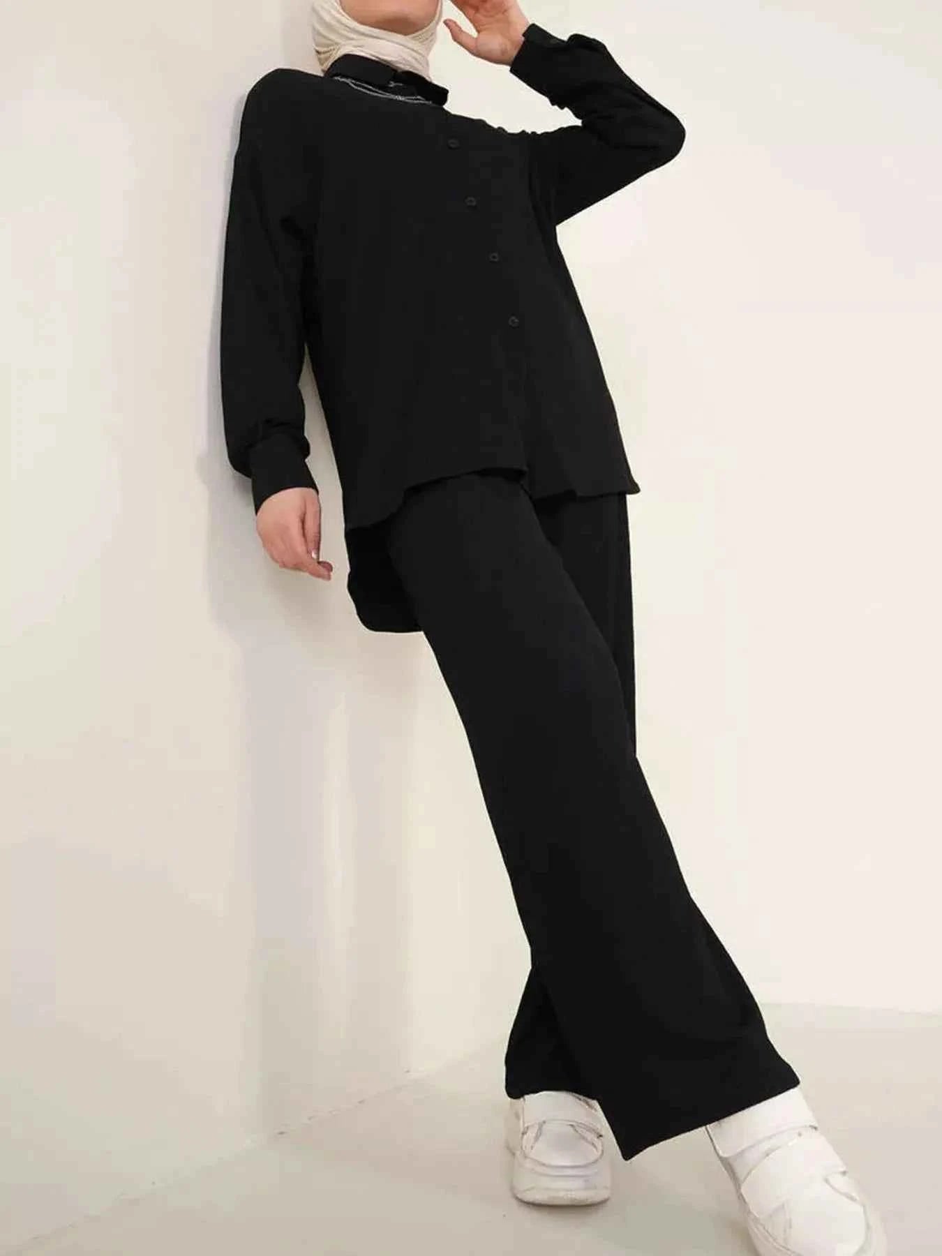 Button Up Long Sleeve Shirt and Pants Set