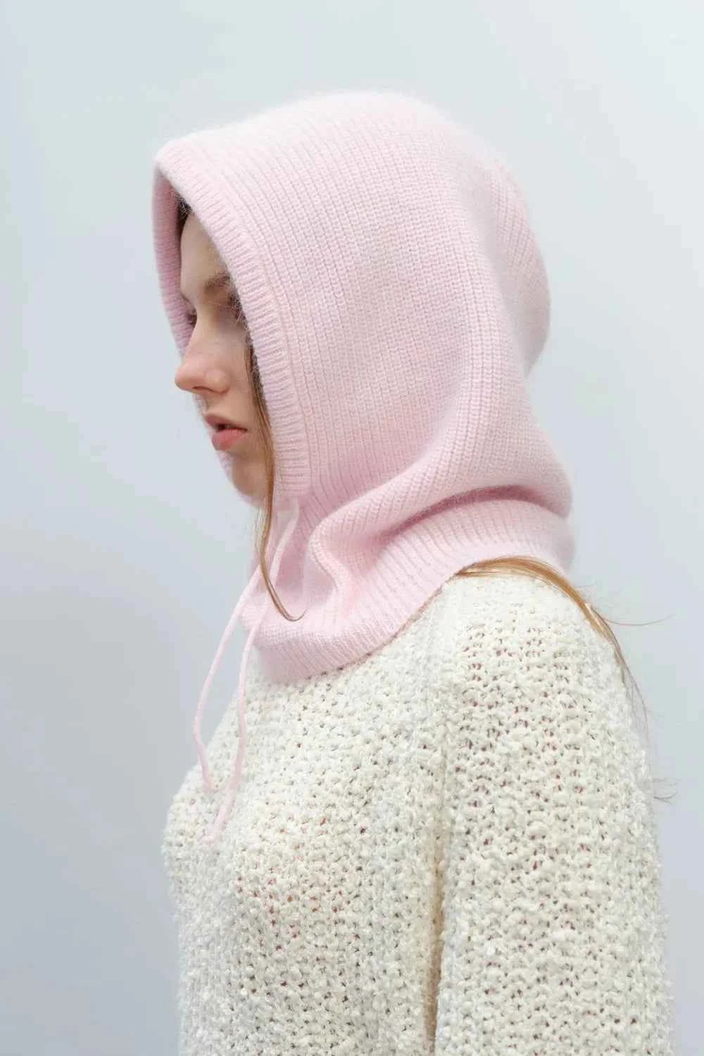 Drawstring Solid Color Thermal Knit Hat