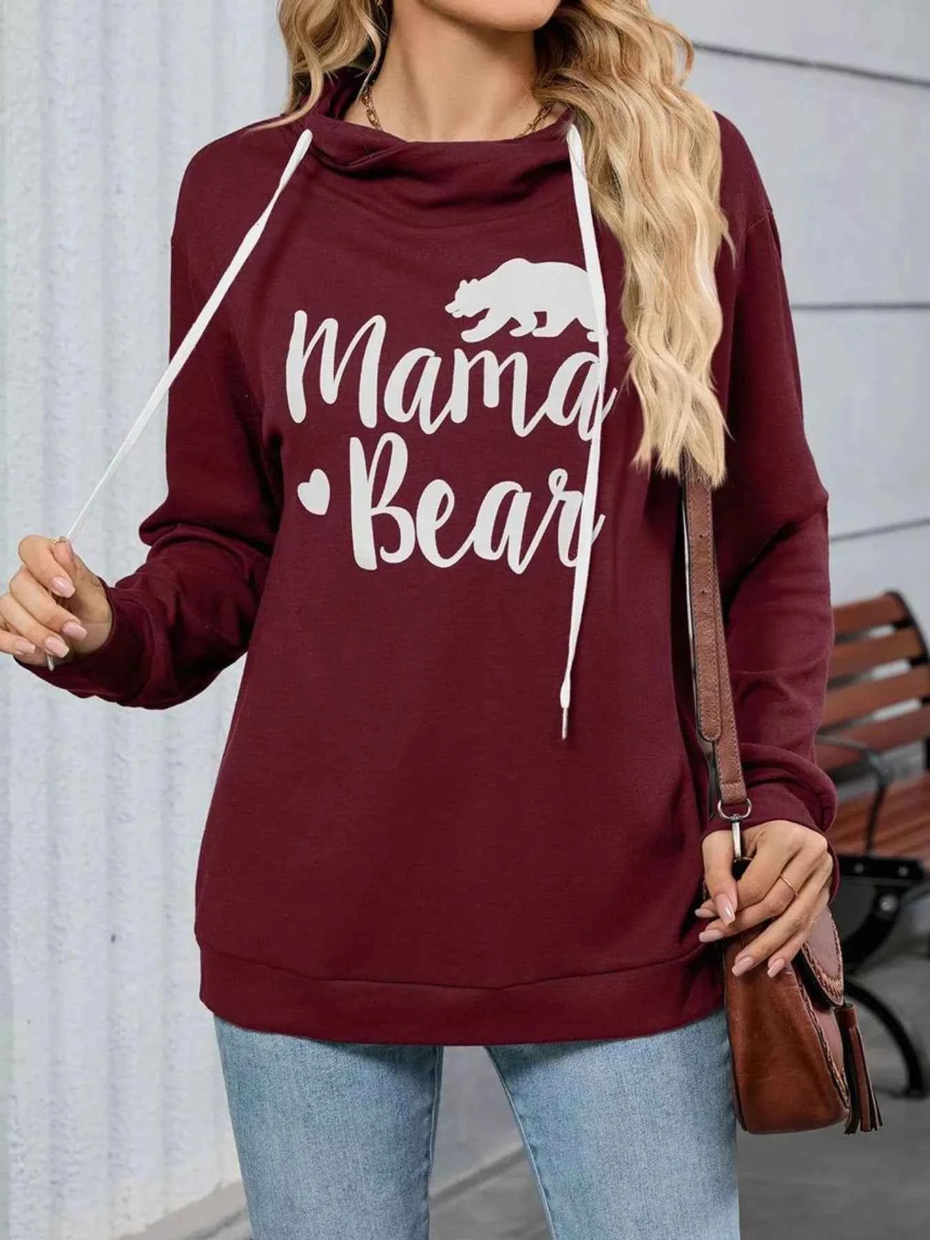 Contrast Letter Graphic Drawstring Long Sleeve Hoodie