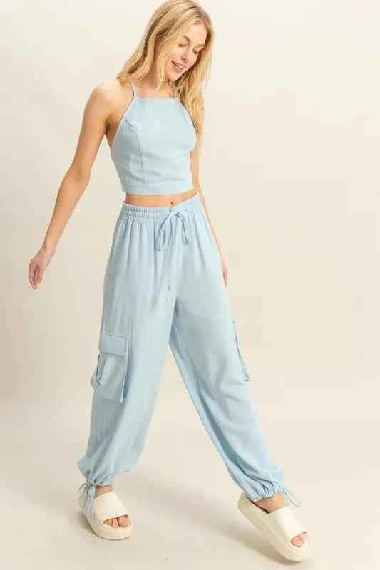 HYFVE Crop Top and Cargo Pants Set