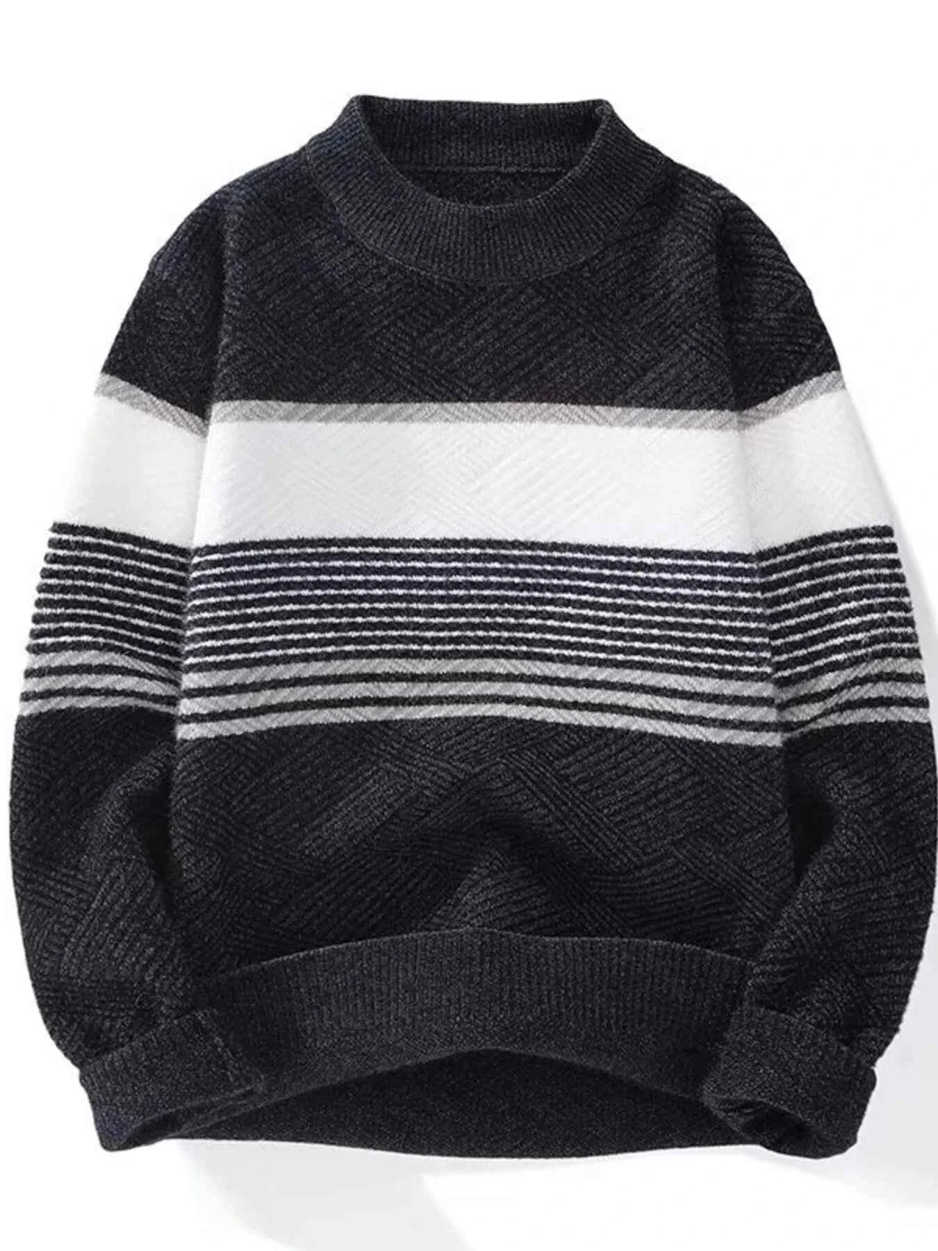 Men's Plus Size Color Block Long Sleeve Sweater