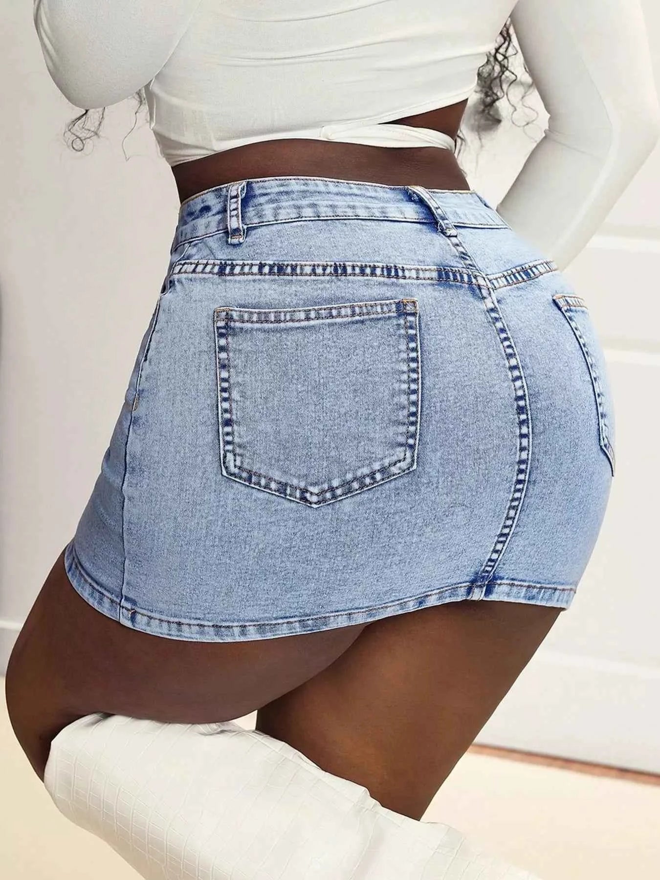 High Waist Mini Denim Skirt