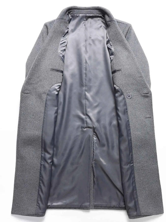 Men's Plus Size Double-Breasted Wool Overcoat