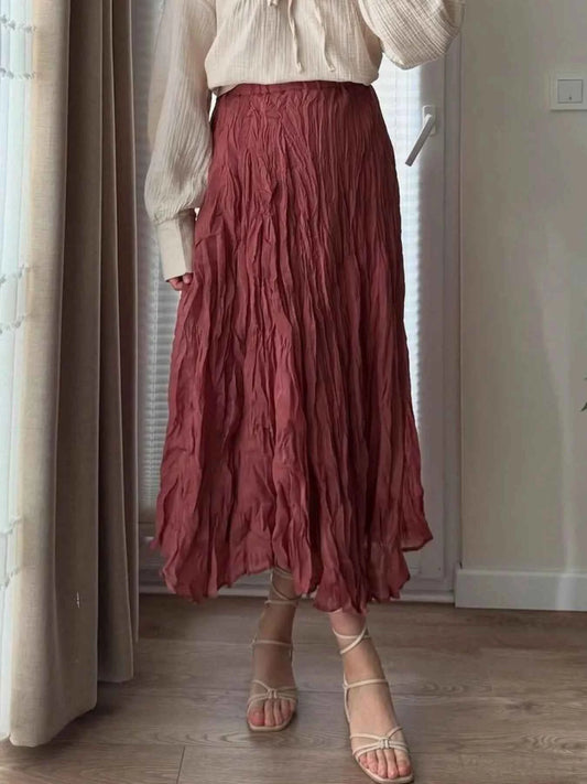 Ruched Elastic Waist Skirt