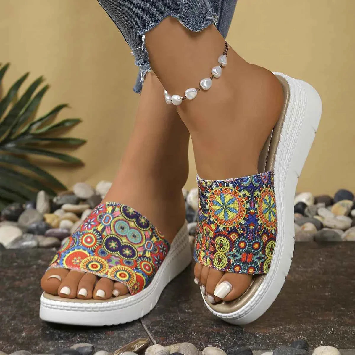 Bohemian Printed Platform Sandals