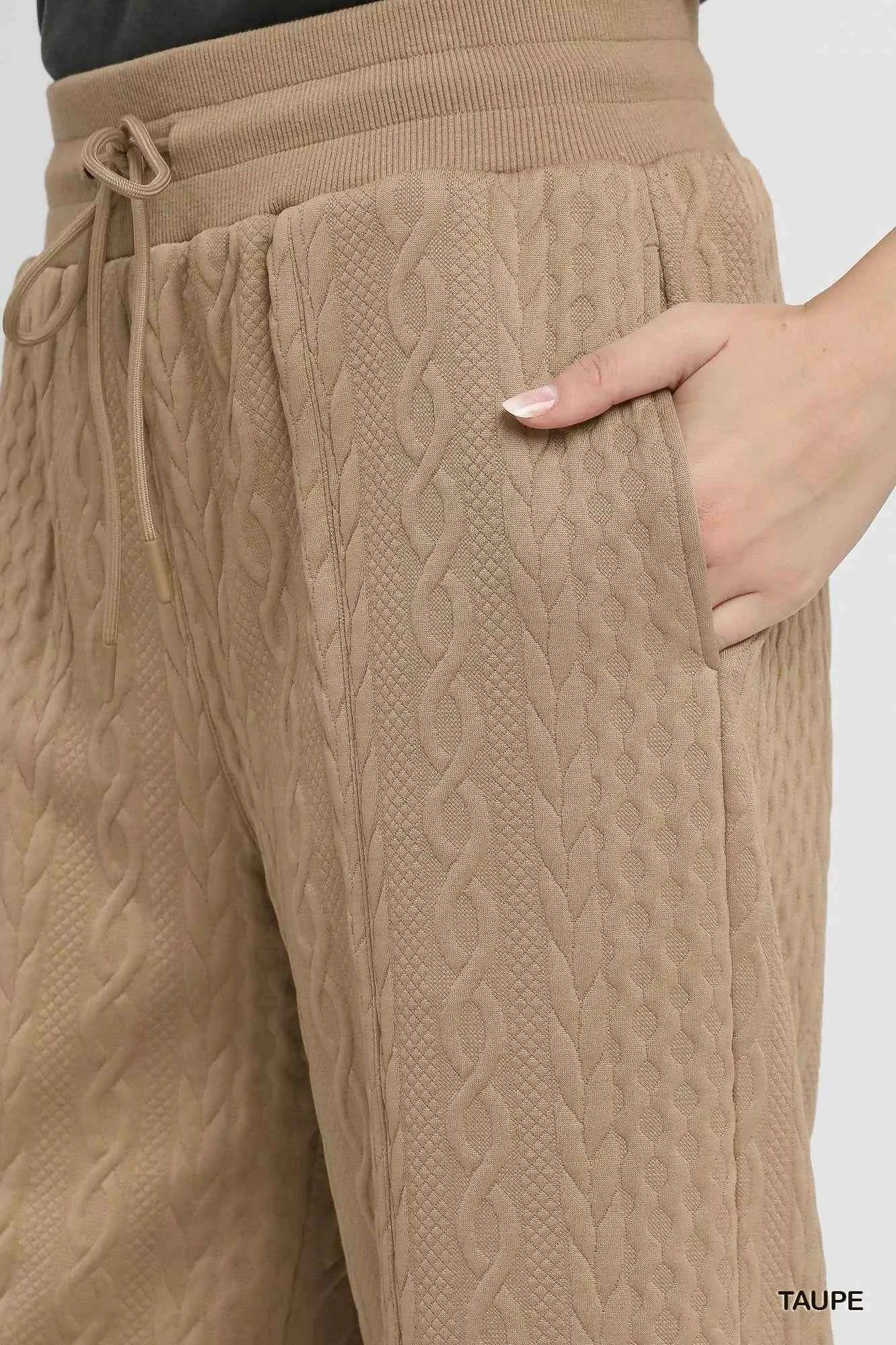 Umgee Cable Knit Textured Wide Leg Pants