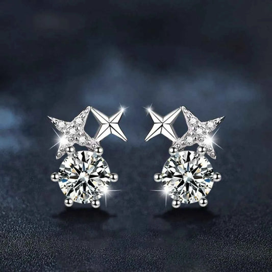 925 Sterling Silver Moissanite Stud Earrings