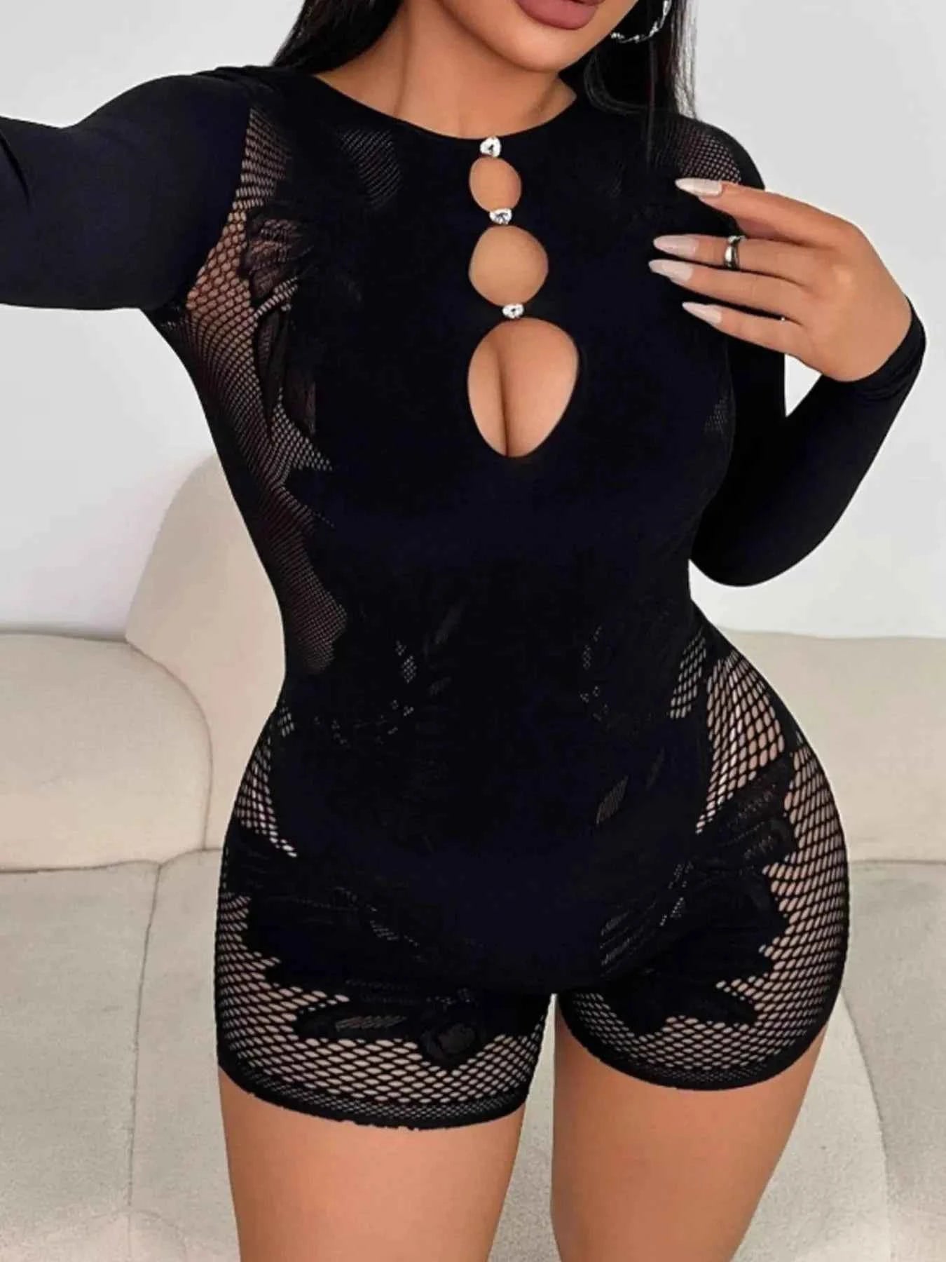 Fishing Net Long Sleeve Romper