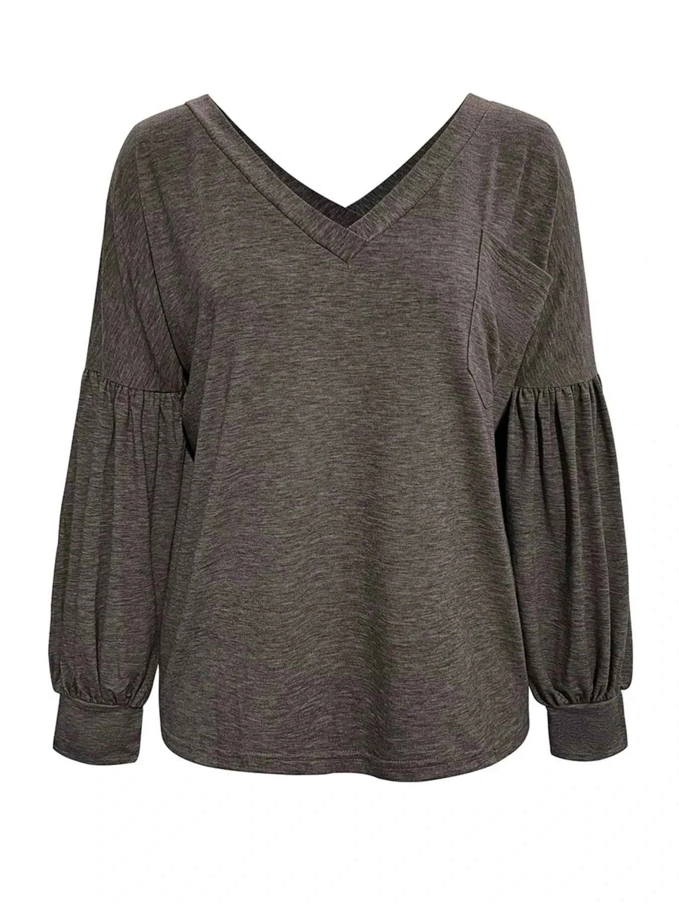 Oversized V-Neck Long Sleeve Blouse
