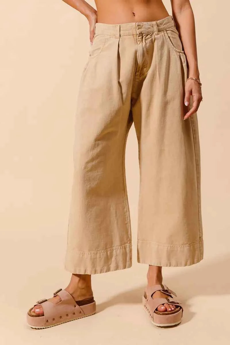 SO ME Mid Rise Wide Leg Chino Pants With Pockets
