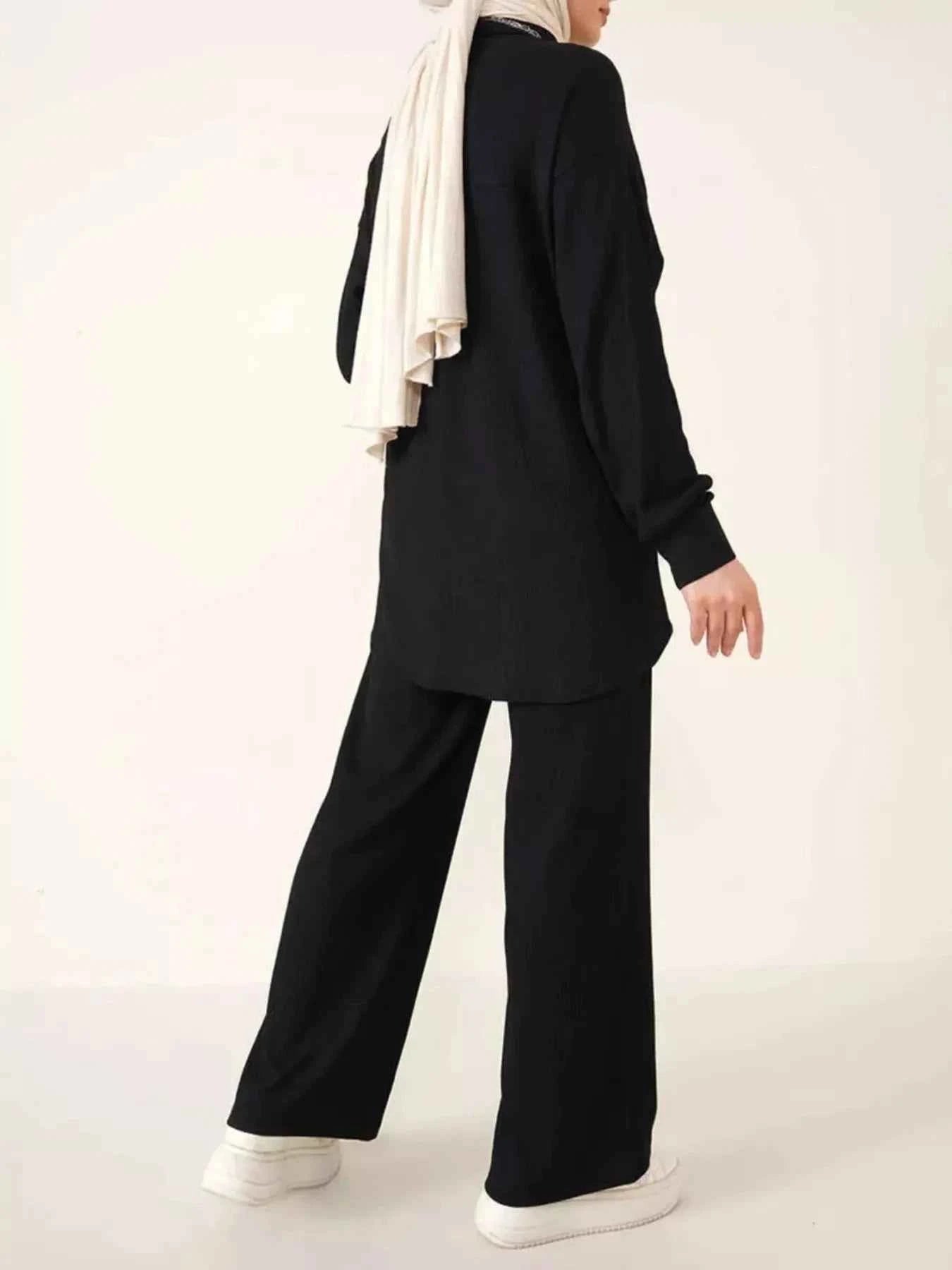 Button Up Long Sleeve Shirt and Pants Set