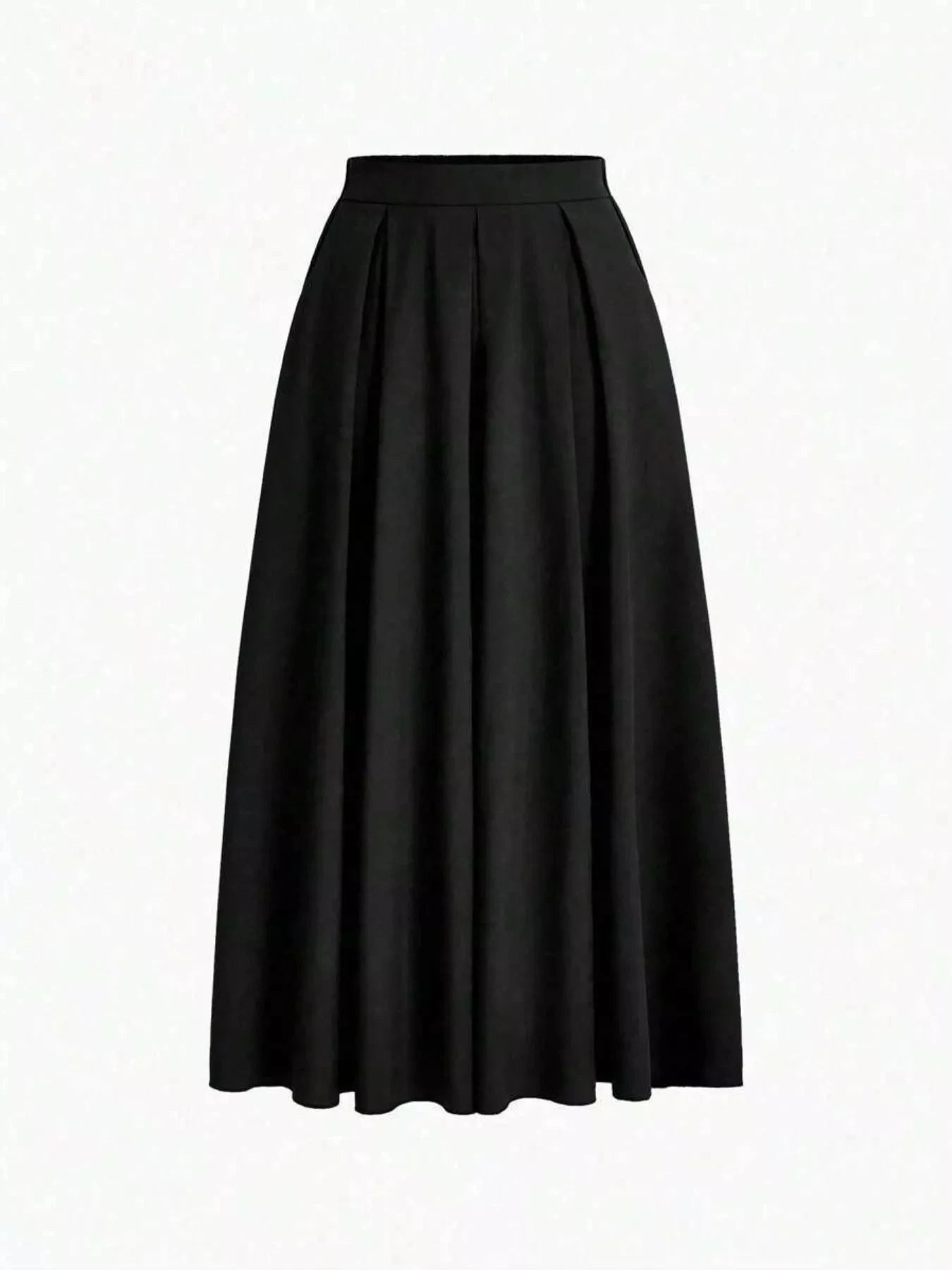 Elastic Waist Pleated Detail Skirt
