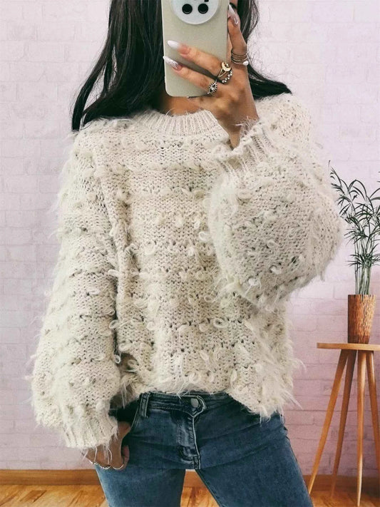 Chunky Round Neck Long Sleeve Sweater