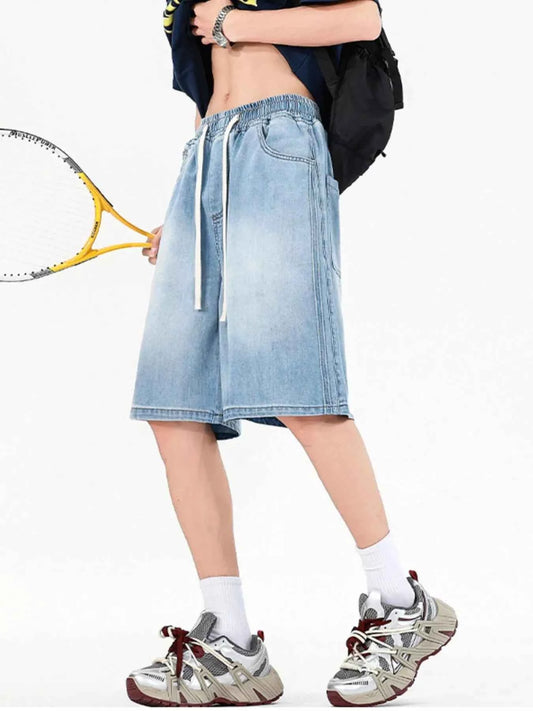 Men's Full Size Drawstring Denim Shorts Plus Size