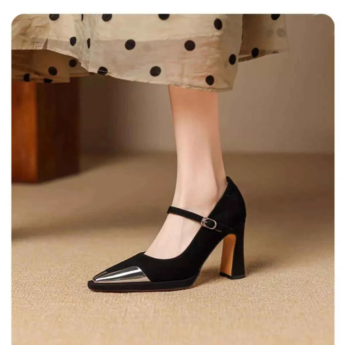 Point Toe Block Heels Pumps