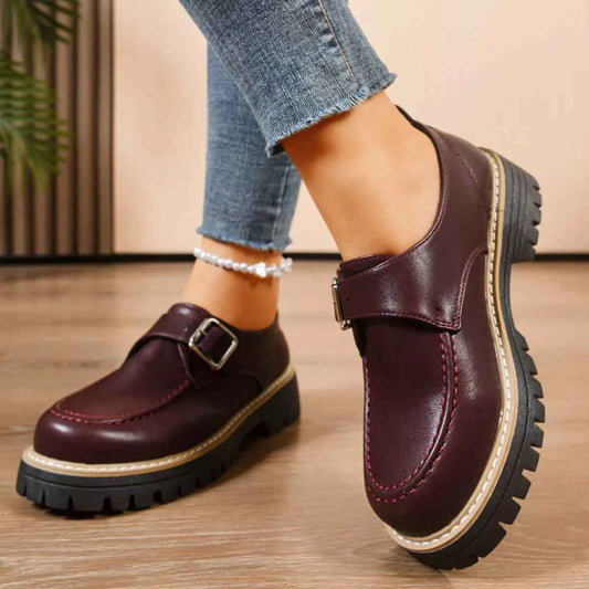 Round Toe Buckle Loafers