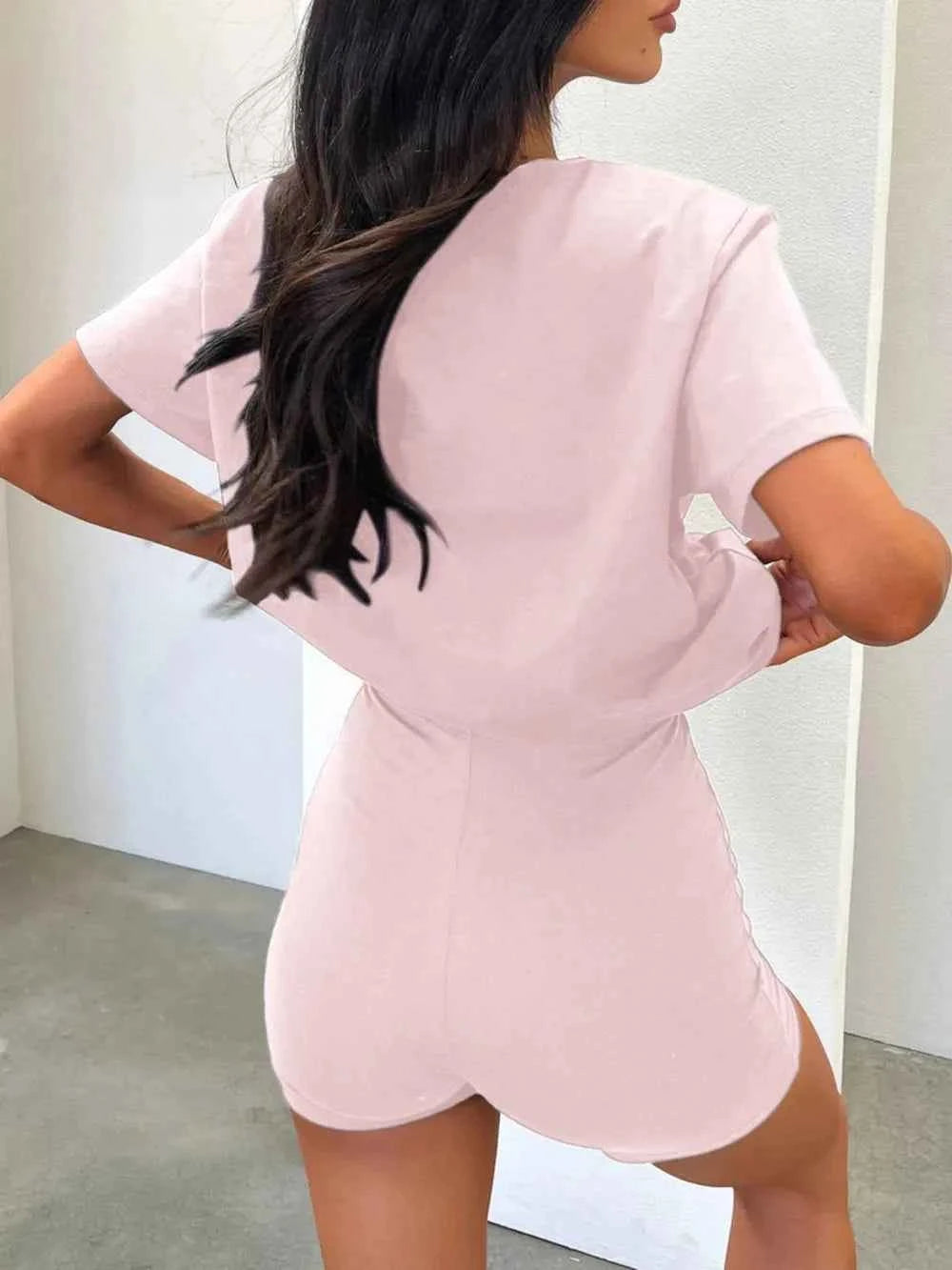 V-Neck T-Shirt and Shorts Set