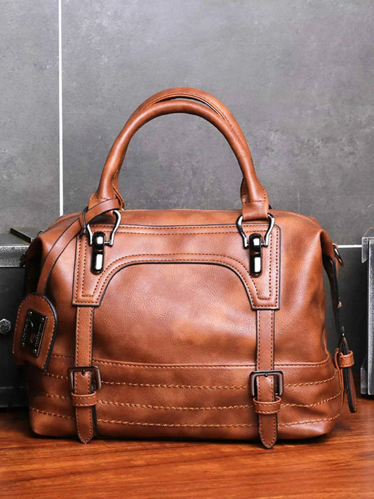 Vintage Style Buckle Decor Handbag