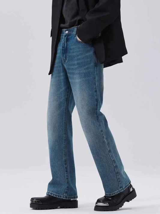 Men's Full Size Washed Straight Leg Jeans Plus Size