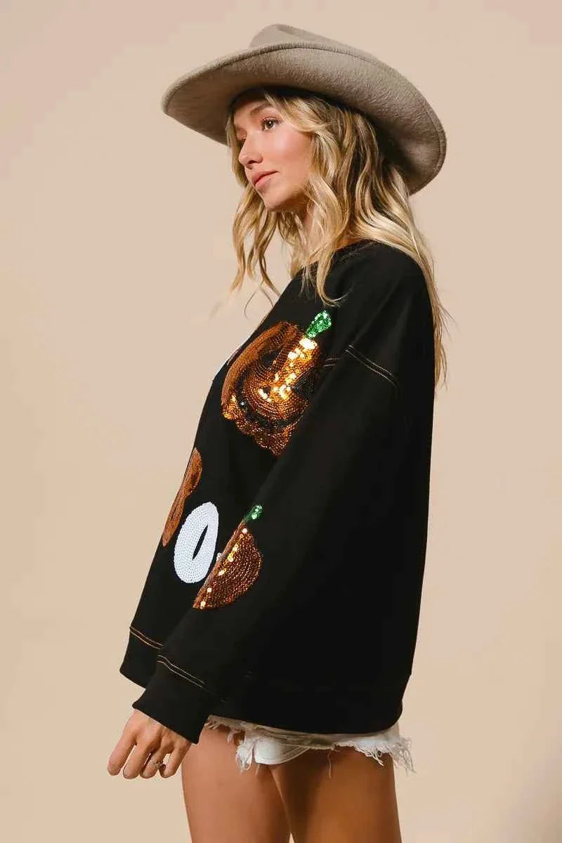 BiBi Halloween Theme Sequin Embroideries Sweatshirt