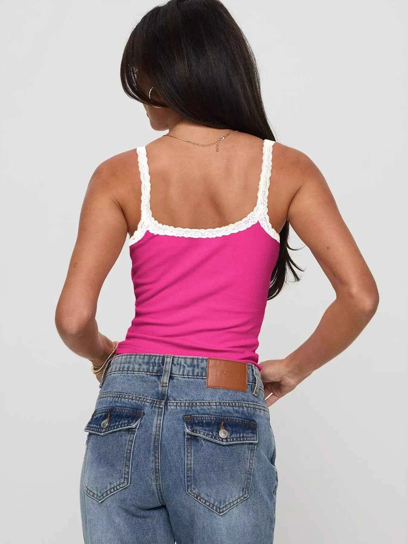 Lace Detail Contrast Trim Cami