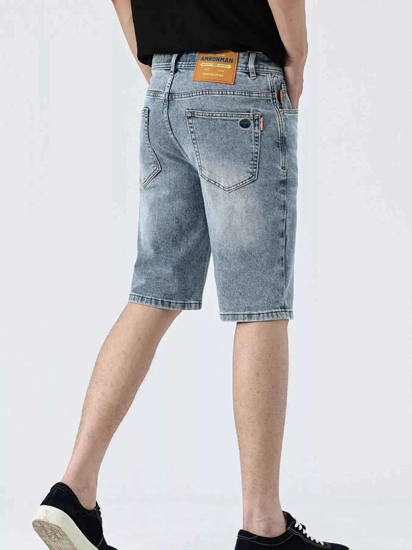 Men's Wash Denim Shorts with Pockets