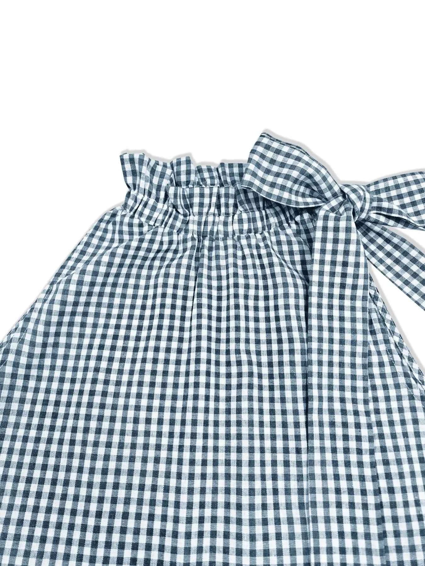 Asymmetric Gingham Bow Tie Sleeveless Top